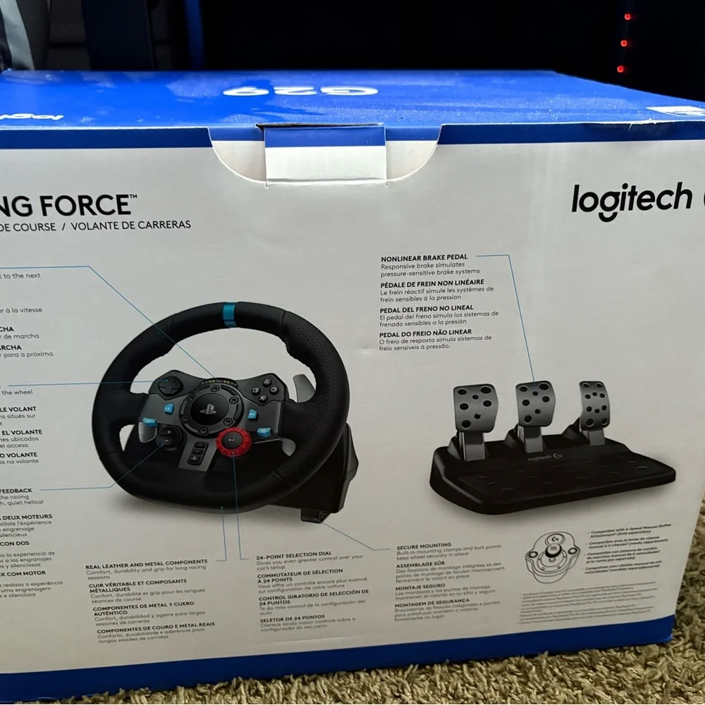 Gaming Steering Wheel with Black and Blue Accents